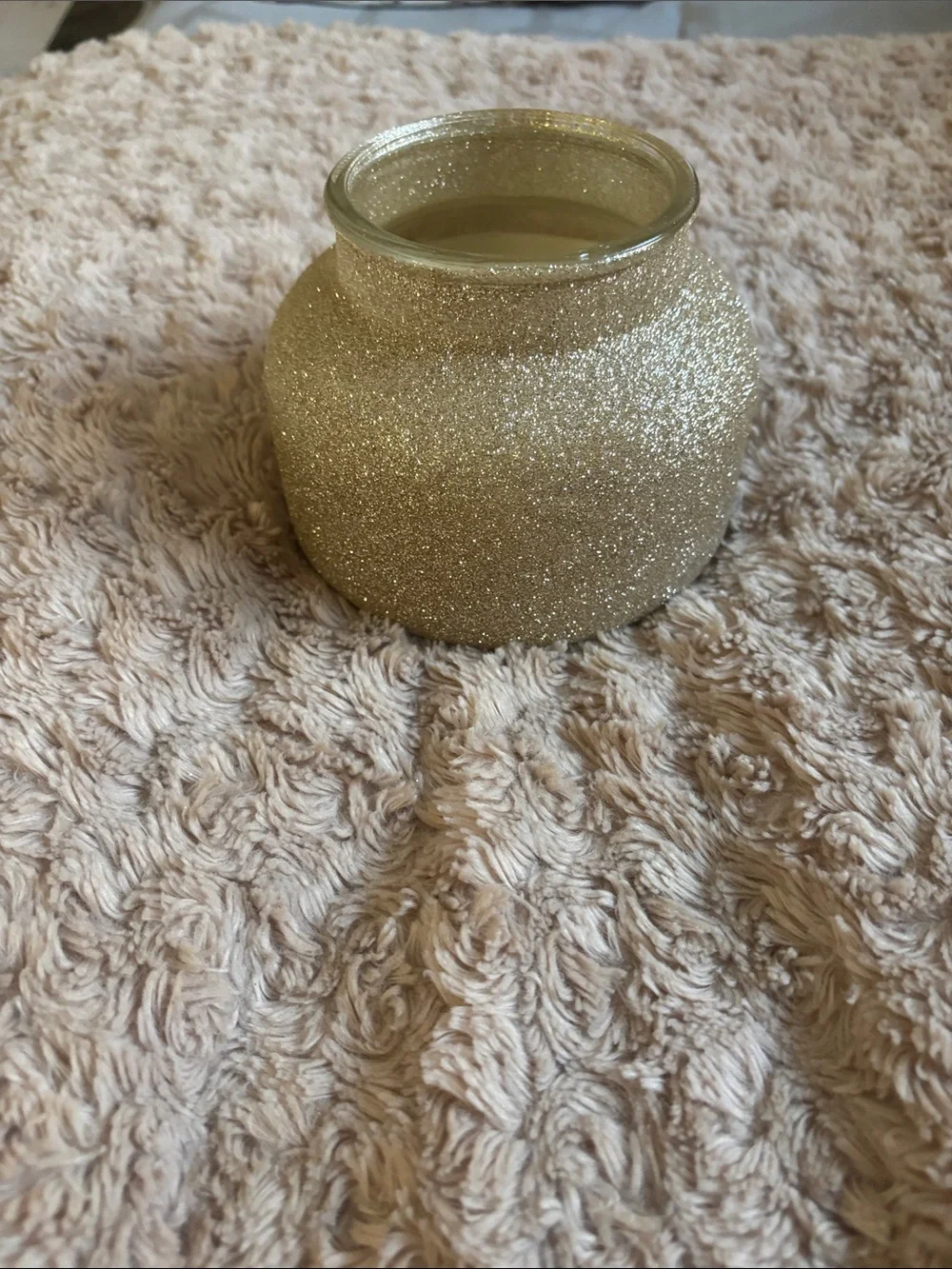 Glittered Gold Decorative Jar with Lid -